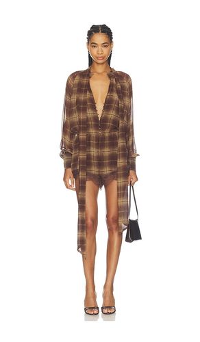 X REVOLVE Petra Long Sleeve Playsuit in Brown. - size 10 (also in 12, 2, 4, 6, 8) - Bardot - Modalova