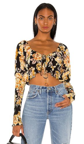 Floral tie crop top en color negro talla XS en - Black. Talla XS (también en S) - Bardot - Modalova