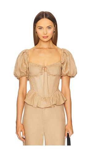 Esra Puff Sleeve Corset Top in Brown. - size 10 (also in 2, 4, 6, 8) - Bardot - Modalova