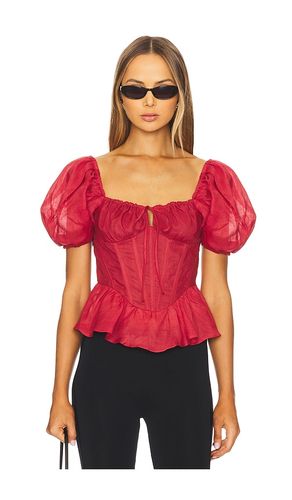 Esra Puff Sleeve Corset Top in Red. - size 2 (also in 4, 6, 8) - Bardot - Modalova
