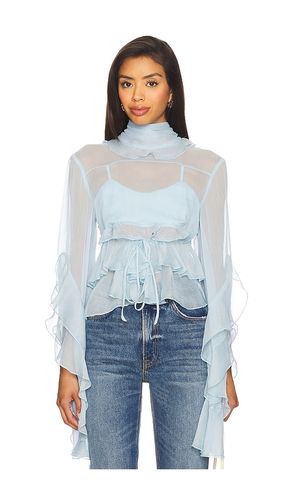 Anyssa Ruffle Blouse in Baby Blue. - size 10 (also in 12, 2, 4, 6, 8) - Bardot - Modalova