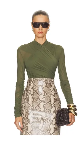 Kourtney Long Sleeve Bodysuit in Green. - size 10 (also in 2, 4, 6, 8) - Bardot - Modalova