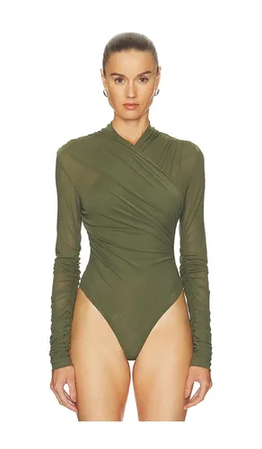 Kourtney Long Sleeve Bodysuit in Green. - size 10 (also in 2, 4, 6, 8) - Bardot - Modalova