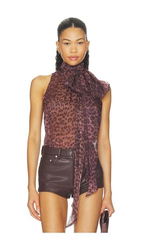 Top estampado con lazo en el cuello arlette en color marrón talla 4 (también en 2, 6, 8) - Bardot - Modalova