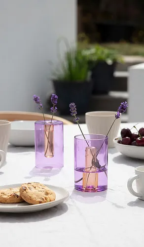 Small Reversible Glass Vase in - Block Design - Modalova