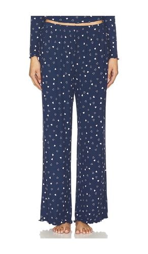 Ultra Soft Rib Lettuce Hem Wide Leg Pant in Navy. - size L (also in M, S, XL, XS) - Barefoot Dreams - Modalova