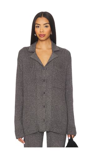 CozyChic Ultra Lite Lurex Rib Button Front Shirt in Charcoal. - size S (also in XS) - Barefoot Dreams - Modalova