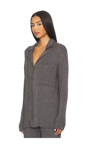 CozyChic Ultra Lite Lurex Rib Button Front Shirt in Charcoal. - size S (also in XS) - Barefoot Dreams - Modalova