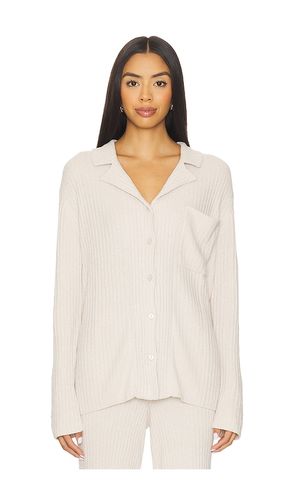 Camisa ultraligera de canalé de lúrex con botones en la parte delantera de cosychic cozychic ultra lite lurex rib button front shirt e - Barefoot Dreams - Modalova