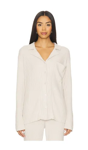 CozyChic Ultra Lite Lurex Rib Button Front Shirt in . Size M. Also in S, XL, XS - Barefoot Dreams - Modalova
