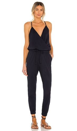 Supreme Jersey Tied Waist V Neck Jumpsuit in Navy. - size L (also in M, S, XL, XS) - Bobi - Modalova