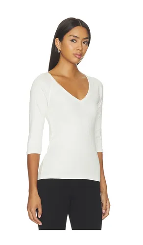 Vneck Elbow Sleeved Tee in White. - size XL (also in XS) - Bobi - Modalova