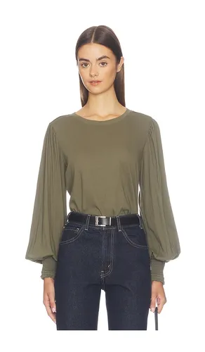 Smocked Cuff Rib Neck Tee in . Taglia L. Also in M, S, XL, XS - Bobi - Modalova