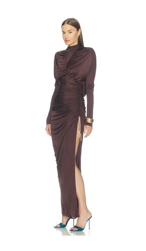 Vestido open back slit viscose jersey long en color marrón talla 34 (también en 38) - BALMAIN - Modalova