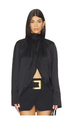 Blusa drapped silk en color negro talla 36 (también en 38) - BALMAIN - Modalova