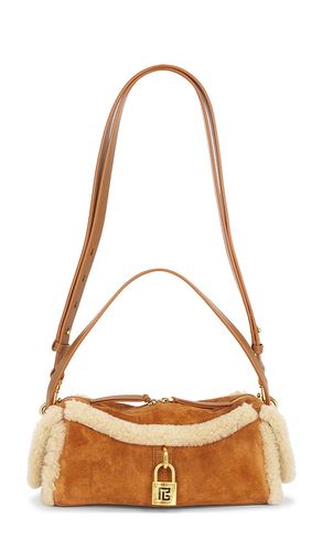 Bolso cruzado small pulse suede & shearling en color beige talla all - BALMAIN - Modalova