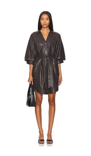 Kate Belted Vegan Leather Shirt Dress in Brown. - size S (also in XS) - Brochu Walker - Modalova