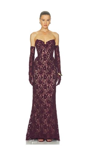 Lace Strapless Gown With Gloves in Burgundy. - size S (also in M, XL) - Bronx Banco - Modalova