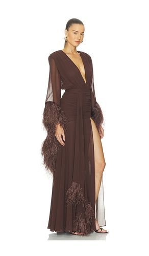 Long Sleeve Deep-v Feather Gown in . Taglia L. Also in M, S, XS - Bronx Banco - Modalova