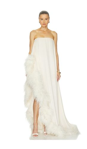 Strapless Chiffon Gown With Feather Trim in . Size L. Also in M, S, XL - Bronx Banco - Modalova