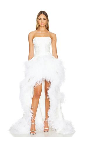 Vestido largo louisa blanc strapless feather en color talla M en - White. Talla M (también en S) - Bronx and Banco - Modalova