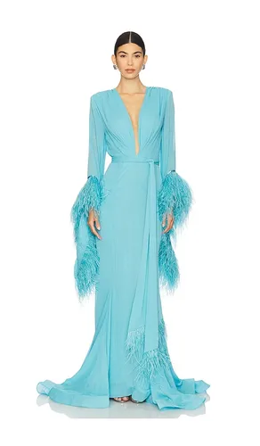 Geisha V Neck Gown in Blue. - size S (also in XS, XL) - Bronx Banco - Modalova