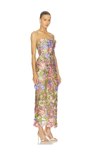 Iris Floral Maraya Strapless Ankle Dress in Pink. - size L (also in M) - Bronx Banco - Modalova