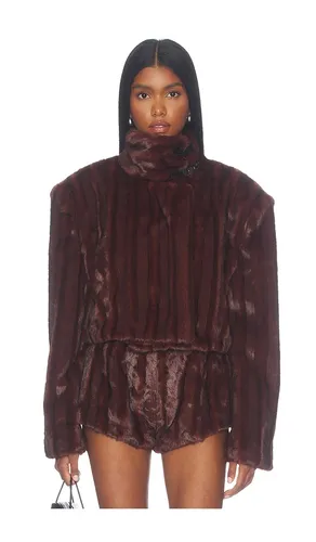 Faux Mink Long Sleeve Jacket in Brown. - size S (also in M, L, XL) - Bronx Banco - Modalova