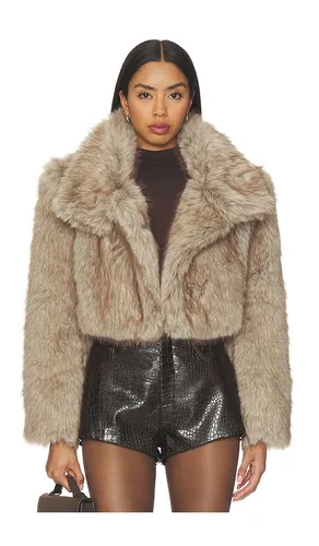 Cropped Faux Fur Jacket in Tan. - size S (also in XS, M, L, XL) - Bronx Banco - Modalova