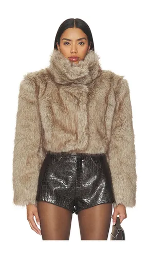 Cropped Faux Fur Jacket in Tan. - size L (also in M, S, XL, XS) - Bronx Banco - Modalova
