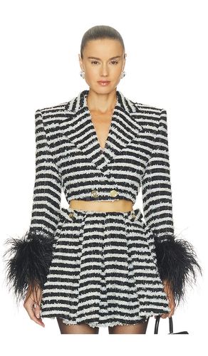 Tweed Cropped Jacket With Feather Cuffs in & . Size L. Also in M, S, XL, XS - Bronx Banco - Modalova