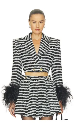 Tweed Cropped Jacket With Feather Cuffs in & . Taglia M. Also in S, XL, XS - Bronx Banco - Modalova