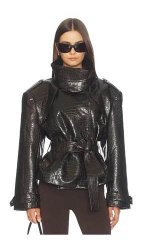 Faux Leather Croc Embossed Belted Jacket in . Size L. Also in M, S, XS - Bronx Banco - Modalova