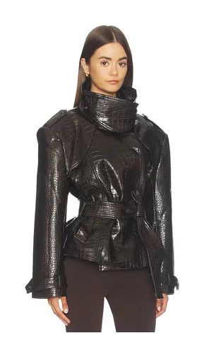Faux Leather Croc Embossed Belted Jacket in . Size L. Also in M, S, XL, XS - Bronx Banco - Modalova