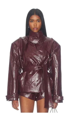 Faux Leather Croc Embossed Belted Jacket in . Size L. Also in M, S, XS - Bronx Banco - Modalova