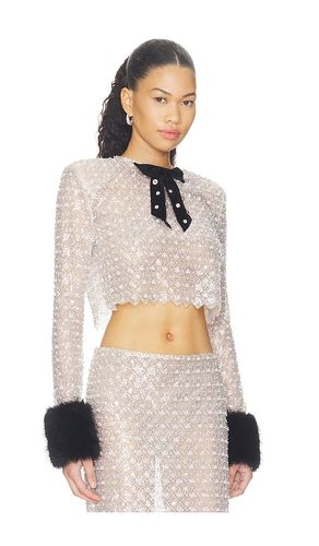 Embellished Crop Top With Faux Fur Cuffs in Grey. - size L (also in M, S, XS) - Bronx Banco - Modalova