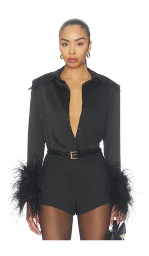 Button down blouse with feather cuffs en color negro talla L (también en M, S, XL, XS) - Bronx Banco - Modalova