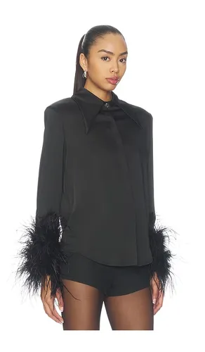 Button down blouse with feather cuffs en color negro talla L (también en M, S, XL, XS) - Bronx Banco - Modalova