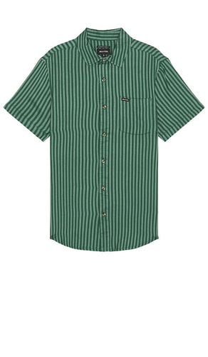 Charter Herringbone Stripe Short Sleeve Shirt in Green. - size M (also in S) - Brixton - Modalova