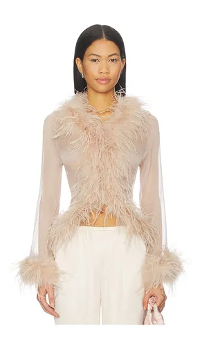 Gigi Sheer Feather Blouse in Beige. - size M (also in S) - Bubish - Modalova