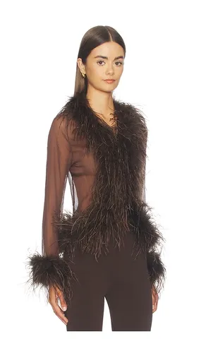 Gigi Sheer Feather Blouse in . Size L. Also in M, S, XL, XS - Bubish - Modalova