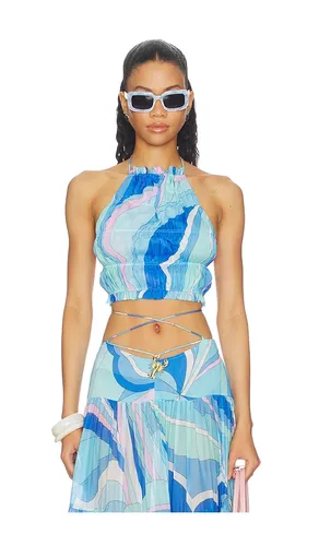 Spice Ruched Halter Top in Blue. - size L (also in M, S) - Cin Cin - Modalova