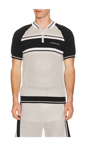 Metallic Mesh Stripe Zip Polo in Grey. - size L (also in S, XL/1X) - Casablanca - Modalova
