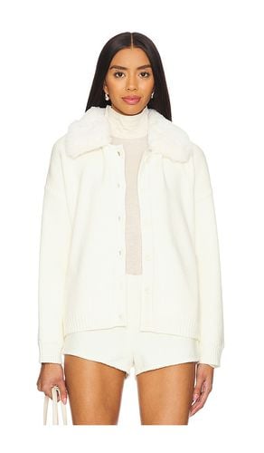 Nola Faux Fur Collar Oversize Cardigan in White. - size L (also in M, S, XL, XS) - Central Park West - Modalova