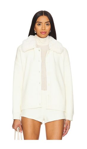 Nola Faux Fur Collar Oversize Cardigan in White. - size L (also in XL, XS) - Central Park West - Modalova