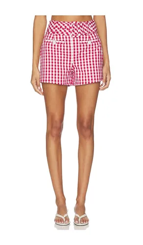 Mini Gingham Denim Allie Short in Red. - size 10 (also in 4, 8) - Cinq a Sept - Modalova