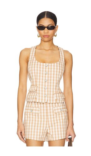 Gingham Denim Lovina Top in Tan. - size L (also in S, XS) - Cinq a Sept - Modalova