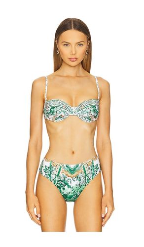 Ruched Underwire Bikini Top With Removable Straps in Corridor Of Calm in Green. - size L (also in XS) - Camilla - Modalova