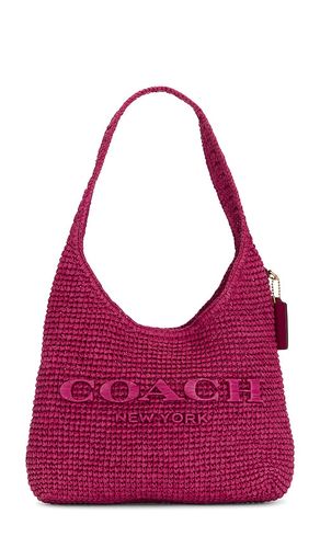 Refined Weave Straw Brooklyn Shoulder Bag 28 in Fuchsia - Coach - Modalova