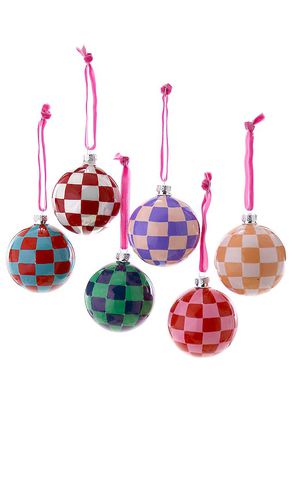 Checkered Medium Bauble Ornaments Set Of 6 in Blue,Red - Cody Foster & Co - Modalova